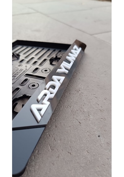 Lüx Motorsiklet Plakalığı - İsme Özel 3d Kabartma Gri Motor Plakalığı İsimli Motor Plakalık