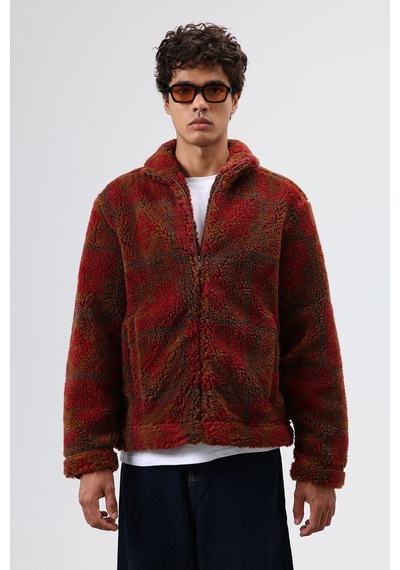 Vamos Oversize Peluş Mont Bordo