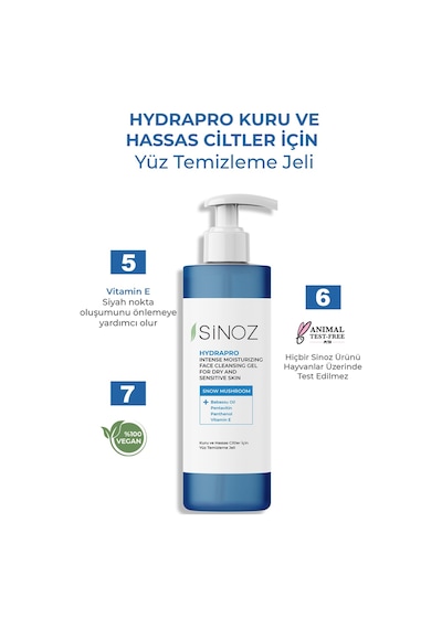 Sinoz Hydrapro Kuru Ve Hassas Ciltler İçin Yüz Temizleme Jeli 200 ML