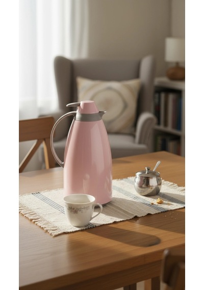 Cam İç Hazneli Vakumlu Termos 1.0 Litre - Sıcak Ve Soğuk Tutucu Pembe Çok Renkli