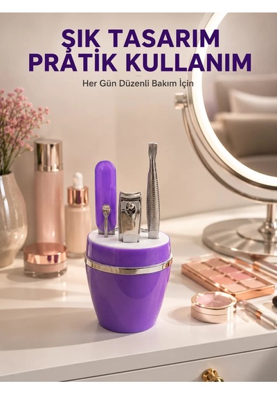 Hepsi Mor Manikür Pedikür Seti Taşınabilir Kişisel Bakım Kiti Najmaddin