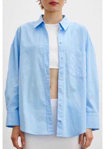 Never More Regular Fit Poplin Gömlek Açık Mavi