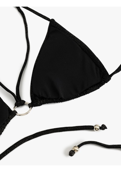 Koton Halka Detaylı Üçgen İpli Bikini Üstü Siyah 4sak10055mm