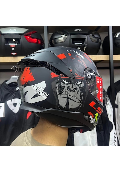 Stream 2 Angry Monkey Mat Siyah-kırmızı Kask Tek Renk