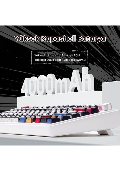 F75 Mekanik Rgb Tkl Graywood V4 Switch Kablosuz Makrolu Hot Swap Türkçe Q Klavye Comic