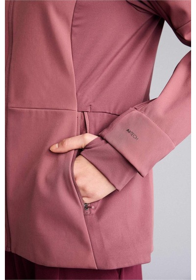 Defacto Su İtici Slım Fıt Kapüşonlu Fermuarlı Softshell Mont G0237ax26spbr252 Bordo-br252