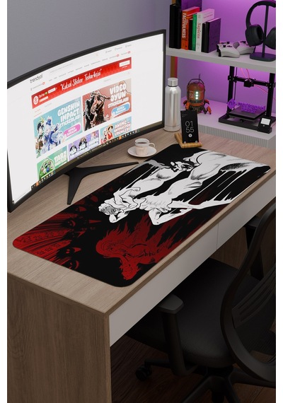 Devilman Crybaby Anime V4 - 90x40 Xxl Gaming Kauçuk Kaymaz Taban Mouse Pad Fare Altlığı