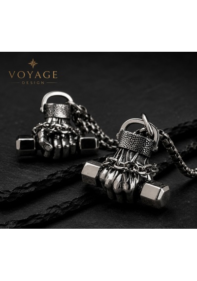 Paslanmaz Çelik Bodybuilding Fitness Gym Sporcu Dambıl Kolye Metalik
