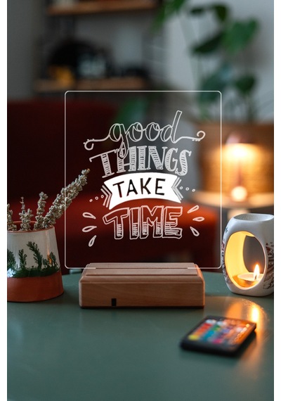 Good Things Take Time Ev 16 Renk Kumandalı 3d Gece Lambası