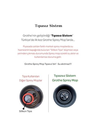 Grothe Wipe Sprey Mop Gri 2 Mop Bezli Tıpasız Sistem 700 Cc Su Hazneli Mikrofiber Parke Mermer Fayans İçin Üretici Ga