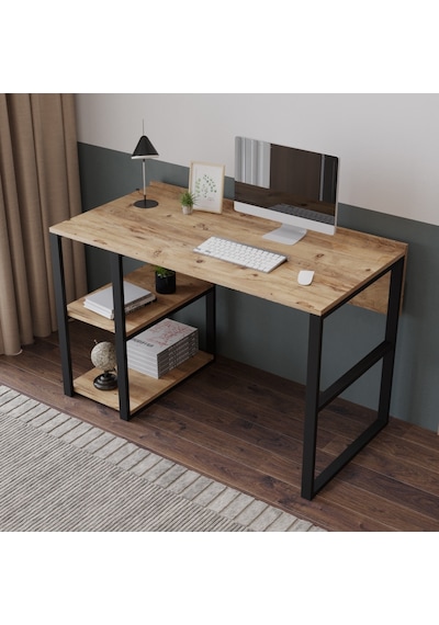 Robinhome Robin Home Vegas No 8 Kitaplıklı Raflı Çalışma Masası Açık Kahverengi