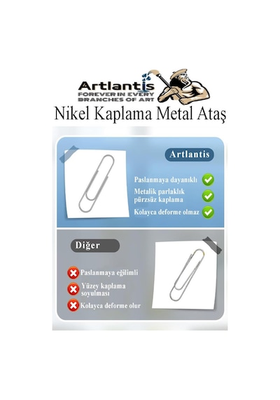 Büyük Metal Ataş No 5 50 Mm 100 Lü 1 Paket Nikel Kaplama Metal Ataç Dayanıklı Paslanmaz 45 Sayfa Kapasiteli Dev Ataş