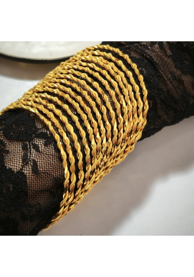 925 Ayar Gümüş İkili Adana Burma Gold Bilezik Sl9803 Gold