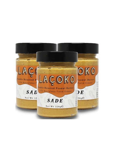Laçoko Doğal Çifte Kavrulmuş Yer Fıstığı Ezmesi 3 x 320 G