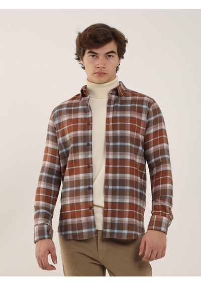 Dufy Kiremit Erkek Slim Fit Brent Düğmeli Yaka Uzun Kol Gömlek - 90059 Kiremit Dufy Kiremit Erkek Slim Fit Brent Düğmeli Yaka Uzun Kol Gömlek - 90059 Kiremit