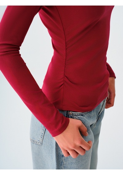 Fitted Kadın Tshirt U.kol Burgundy