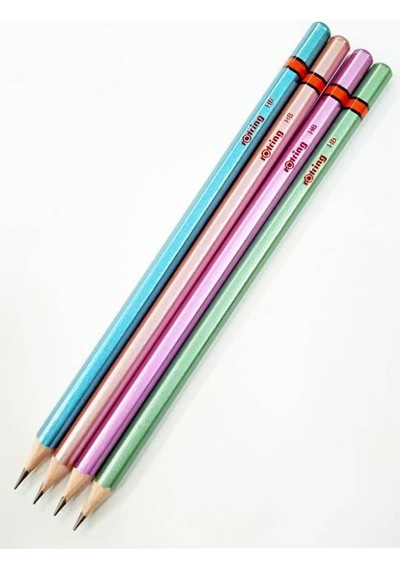 Rotring Metalik Kurşun Kalem 4 Lü 1 Paket Siyah Renkli Kurşun Kalem 4 Renk Hb Kurşun Kalem Çok Renkli