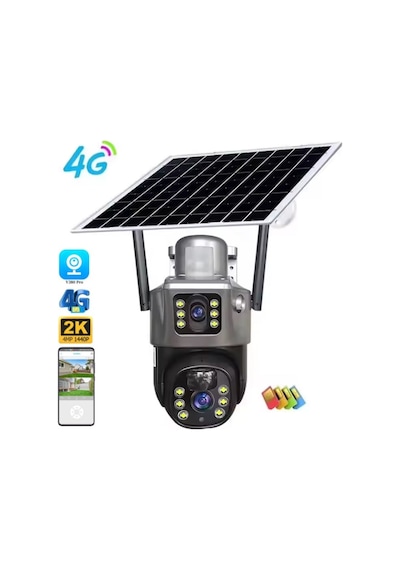 Mpıa Mika 3 Mp + 3 Mp Çift Lens Solar Güneş Enerjili Tf Kart Girişli 4g Simkart Desteli İp Güvenlik Kamerası