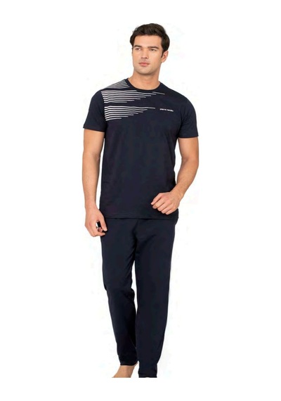 Pierre Cardin 6123 Erkek Kısa Kollu Bisiklet Yaka Pijama Takımı-lacivert