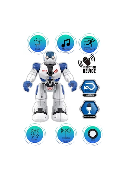 Akıllı Uzaktan Kumandalı Robot - Dans Eden, Müzikli, Işıklı Ve Hareket Sensörlü Eğitici Oyuncak Çok Renkli