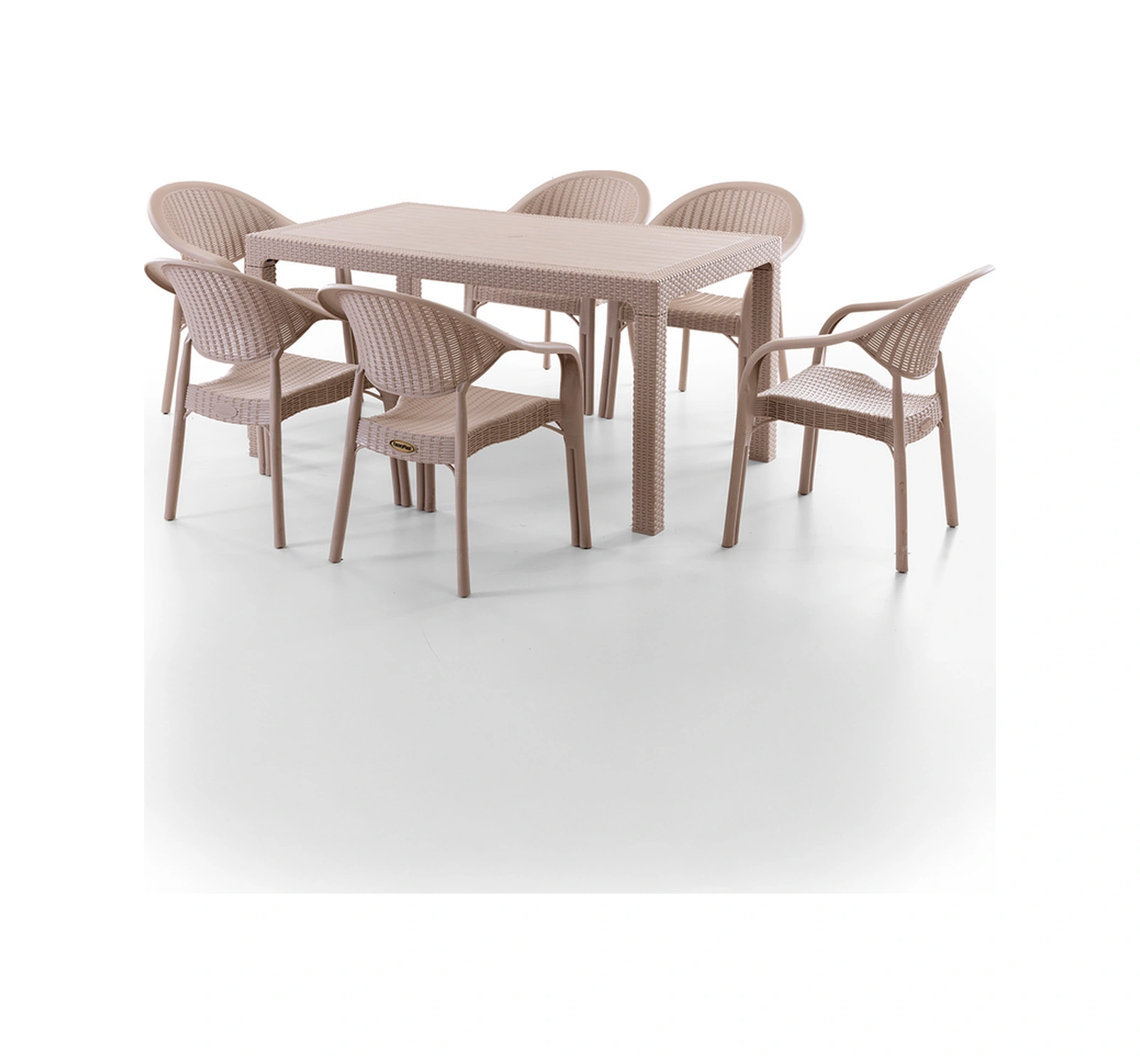 Bamboo 6 Kişilik Rattan Masa Sandalye Takımı Cappuccino Cappuccino
