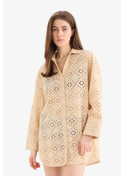 DeFacto 	Regular Fit Pamuklu Brode Plaj Gömleği-Fall in Love C0506AX25SMBG387