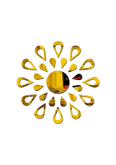 Güneş012 Model Modern Tasarım Mdf Üzeri Akrilik Duvar Dekorasyon Ürünleri Gold Renk 50 X 50 Cm
