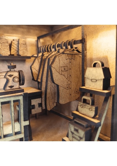 Tailor Shop Book Nook Ahşap Maket Seti Terzihane Miniatür Kitaplık Dekoru Dıy