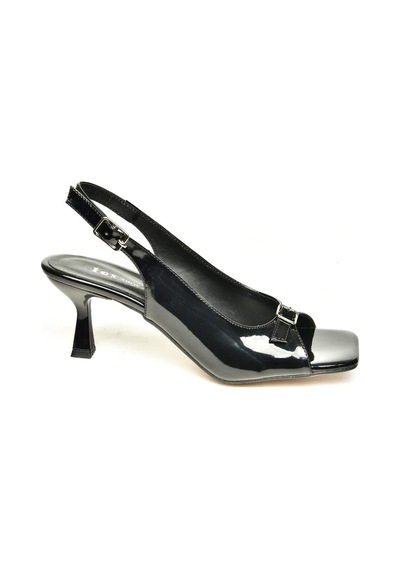 Fox Shoes S282082108 Siyah Rugan Kalın Topuklu Kadın Ayakkabı Siyah