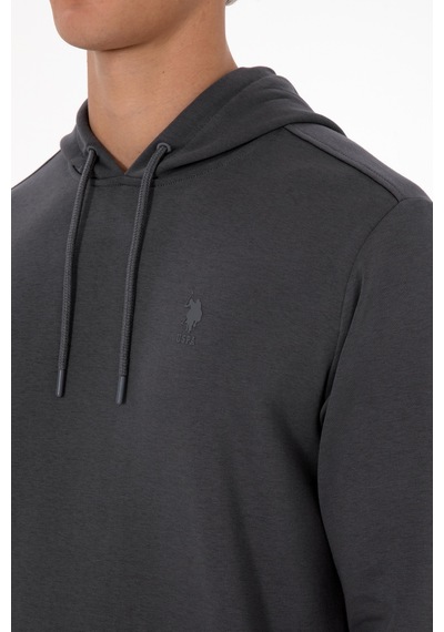U.S. Polo Assn. Erkek Regular Fit Kapüşonlu Grı Basic Sweatshirt 50313720-VR024