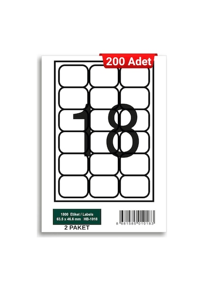 Herboy Hb-1018 63,5 X 46,6 Mm A4 Laser Etiket 200 Adet