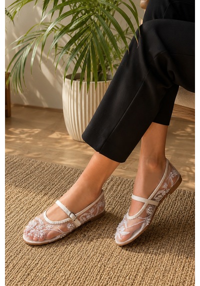 Renklibutik Boncuk Ve Taş İşlemeli Nakışlı - Şık Günlük Babet Wedding Davet Özel Gün Beyaz Renklibutik Boncuk Ve Taş İşlemeli Nakışlı - Şık Günlük Babet Wedding Davet Özel Gün Beyaz