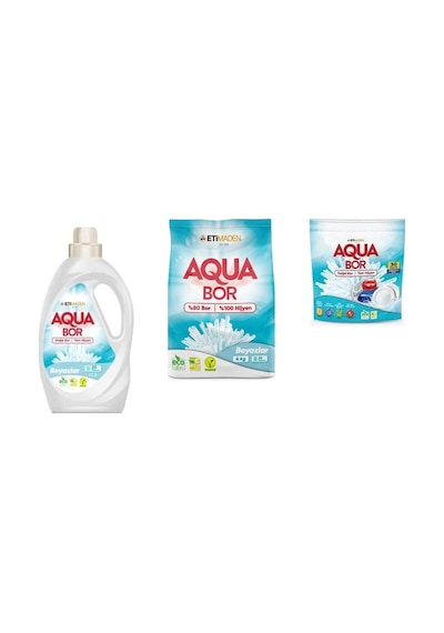 Aquabor Doğal Mineralli Sıvı Beyaz + 4 Kg Beyaz + Tablet 3 Lü Set