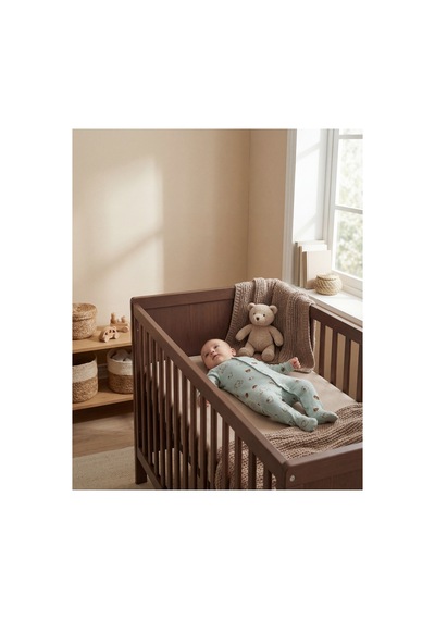 Minory Baby - Patikli Bebek Tulumu Ayıcık Motifli Mavi Mavi