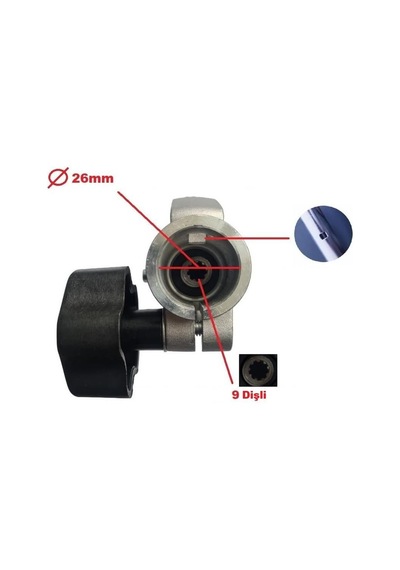 Motorlu Tırpan Maşalı Boru Bağlantısı Kelepçeli 26 Mm 9x9 Dişli