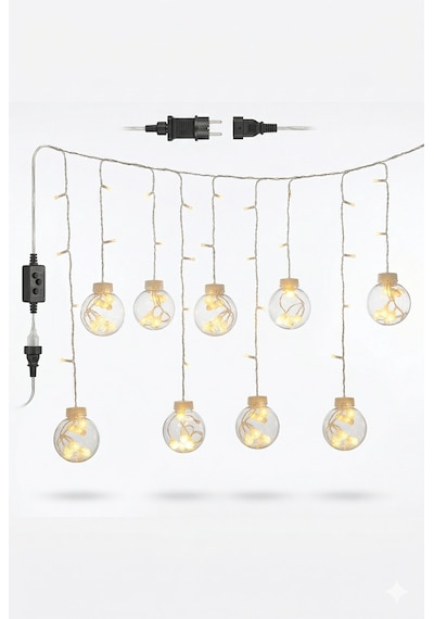 3 Metre 10 Toplu Perde Led Işık - Gün Işığı Şeffaf Dekoratif Aydınlatma - 8 Fonksiyonlu Led Diğer