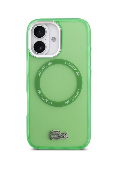 Apple Uyumlu iPhone 17 Kılıf Lacoste Lisanslı M-safe Özellikli İkonik Timsah Logolu Buzlu Kapak Yeşil Yeşil