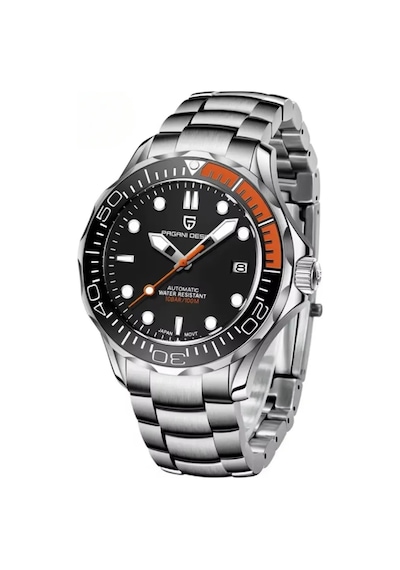 Pagani Design Pd-1667 007 42mm Japan Seiko Nh35 Otomatik Erkek Kol Saati Gümüş-siyah-turuncu