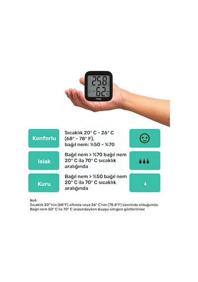 Vıt 6'lı İç Mekan Dijital Isı Ve Nem Ölçer Siyah Termometre Bvt17-04 Thermometer