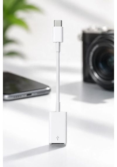 Delux Serisi Aktarım Kompakt Unisex Kamera Adaptörü Type-c To Usb Jh01515 Beyaz