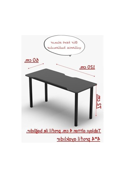 Antrasit 120 Cm Gaming Oyun Çalışma Masası, Modern Ofis Tasarımı 120x60