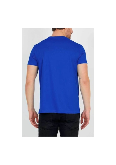 Medinenur Unisex Keep Calm Bisiklet Yaka Tshirt Mavi