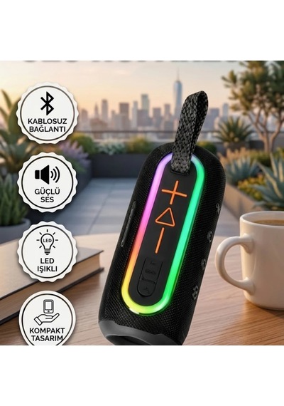 Led Işıklı Kablosuz Bluetooth Hoparlör Kırmızı Ip67 Suya Dayanıklı