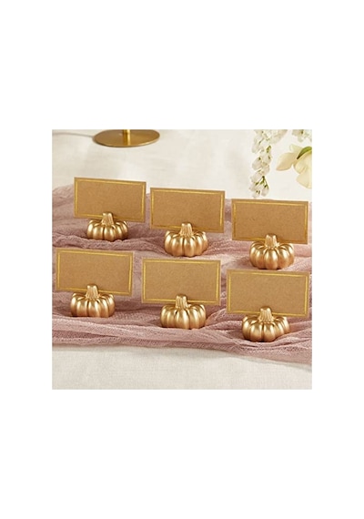Fall Decor Mini Altın Kabak Masa Kartı Tutucu 6 Adet , Şükran Günü Masa Dekorasyonu, Sonbahar Temalı Düğünler, Gelin Buketleri İçin Mükemmel