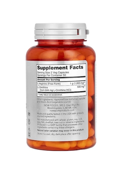 Now Foods Arginine Arjinin Ornithine Ornitin Gh Nitrix Oxide 10