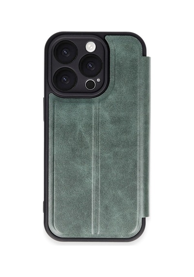 Apple iPhone Uyumlu 16 Pro Max Kılıf Flip Cover - Koyu Yeşil Bz8683140814090