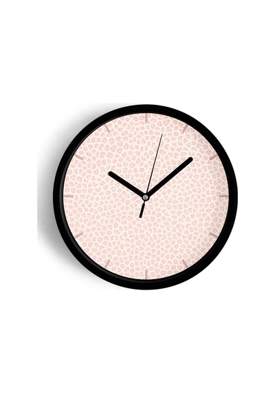 Pembe Leopar Desenli Modern Duvar Saati - 30cm - Önü Camlı Siyah Kasa - Sessiz Mekanizma-jh0425 Siyah