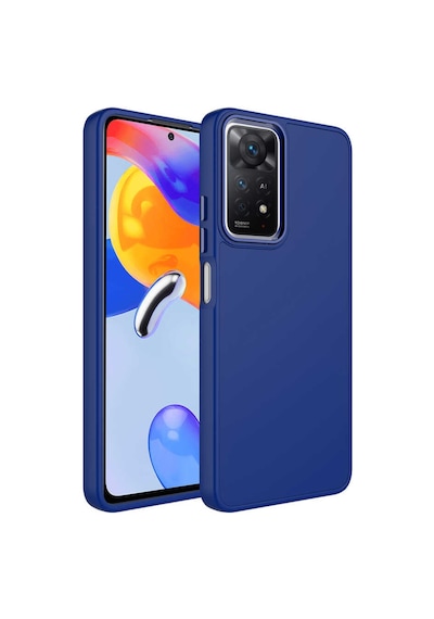 Goocamp Redmi Note 11 Pro 5g Kılıf Metal Çerçeve Ve Buton Tasarımlı Silikon Luna Kap Lacivert