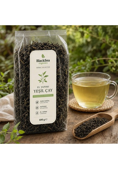 Blacksea Organics El Yapımı Yeşil Çay 100 Gr Katkısız Doğal Mayıs Hasatı Üst Yaprak