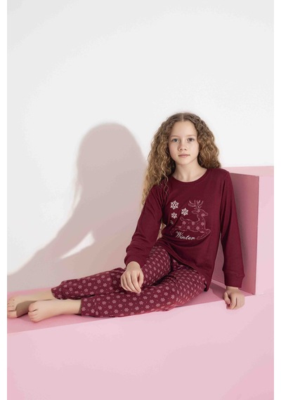 Aygebu Tarık Kadın Bordo Geyikli Desen Anne Kız Kombin Termal Kışlık Sıcak Tutan Yumuşak Pijama Takımı Aygebu Tarık Kadın Bordo Geyikli Desen Anne Kız Kombin Termal Kışlık Sıcak Tutan Yumuşak Pijama Takımı